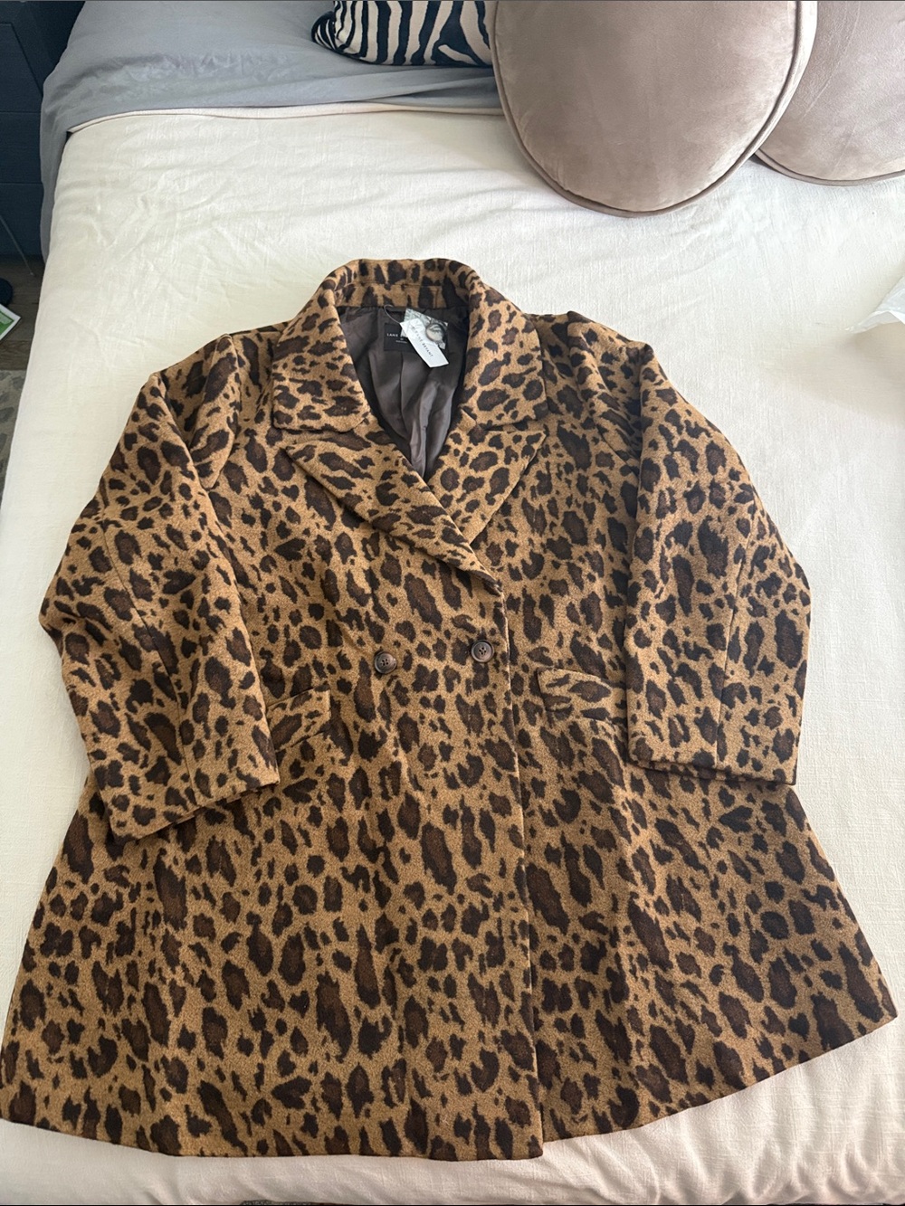 Lane Bryant Leopard Print Double Breasted Pea Coat
